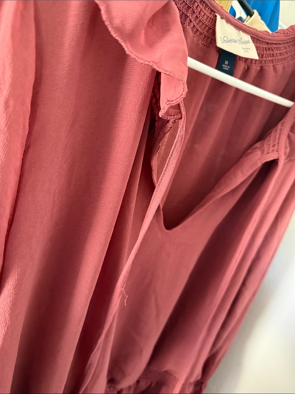 Universal Thread Rose Mauve Ruffle Tie-Neck Blouse - Picture 3 of 5